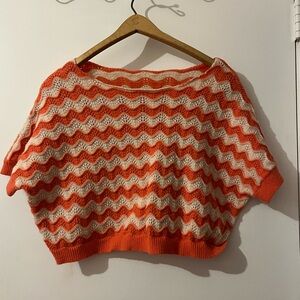 Orange and Cream Chevron Knit Sweater